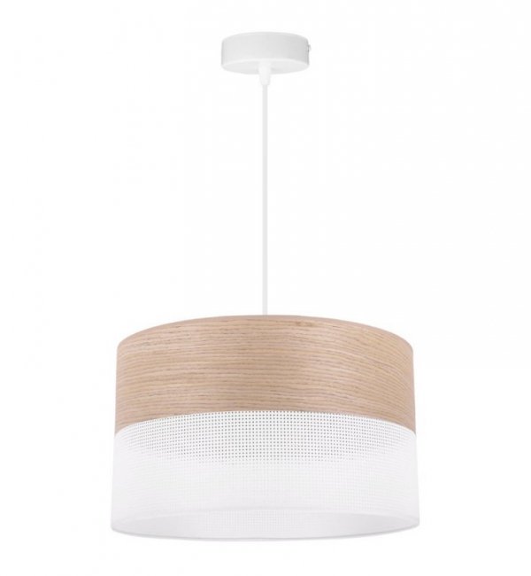 Lampa sufitowa WOOD, 35cm, klasyczny abażur z drewna dębowego, E27
