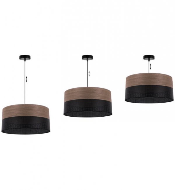 Lampa wisząca WOOD, 44cm, minimalistyczny abażur z fornirem orzechowym