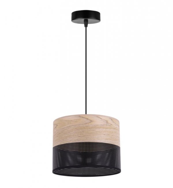 Lampa wisząca WOOD, żyrandol z eleganckim abażurem z forniru, E27