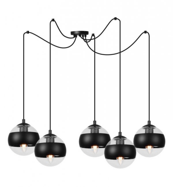 Lampa sufitowa TOLEDO, pająk, czarny żyrandol do pokoju i sypialni, E14
