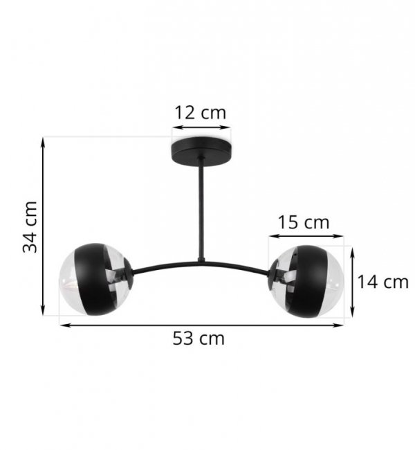 Lampa sufitowa TOLEDO, czarny żyrandol do salonu, sypialni, nowoczesny, E14
