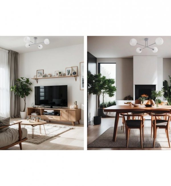 Lampa sufitowa ASTURIA, elegancki żyrandol chrom do kuchni, sypialni, jadalni, E27