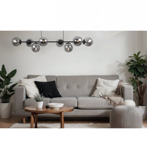 Lampa wisząca SIENA, sufitowa, czarny żyrandol z grafitowymi kloszami, loft, E14