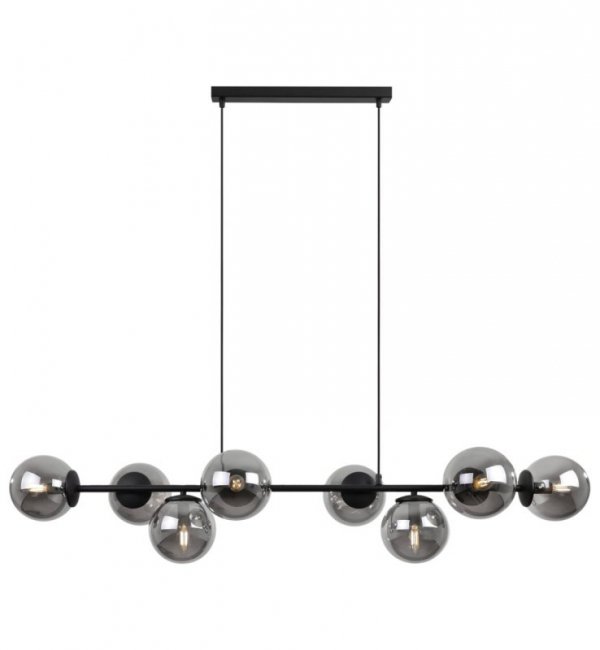 Lampa wisząca SIENA, sufitowa, czarny żyrandol z grafitowymi kloszami, loft, E14