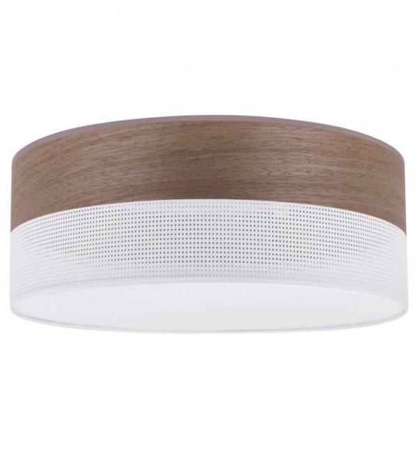 Lampa sufitowa WOOD, biało-beżowy abażur z naturalnym drewnem, nowoczesny