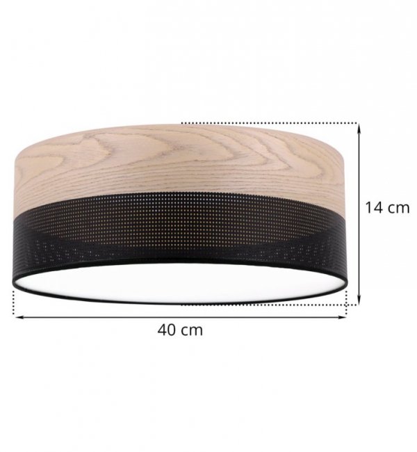 Lampa sufitowa WOOD, czarny plafon do salonu, sypialni, pokoju, dębowe drewno