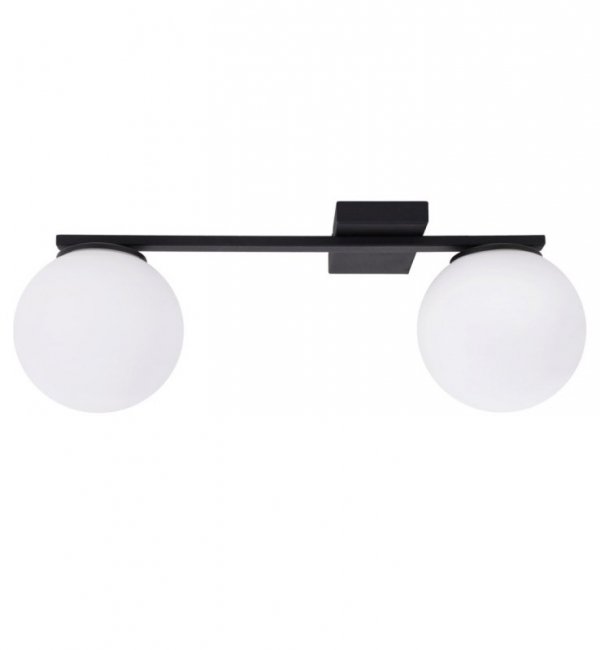 Lampa sufitowa plafon ALTA, czarna, białe klosze, nowoczesna, eklektyczna, do salonu, 2xE14