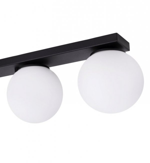 Lampa sufitowa listwa ALTA, czarny plafon loft, nowoczesny, białe kuliste klosze, LED, gwint E14