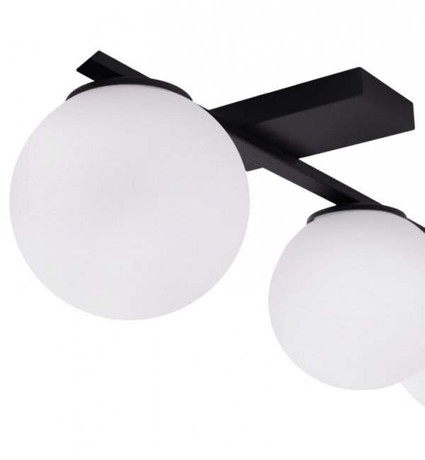 Lampa sufitowa typu plafon, ALTA, białe kule, czarna konstrukcja w stylu nowoczesnym