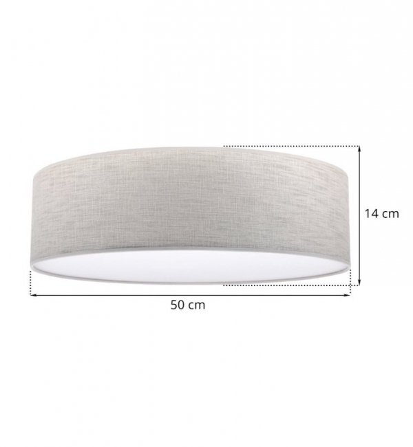 Lampa typu plafon z okrągłym abażurem STONE, sufitowa, ekologiczna, len, beżowy, E27