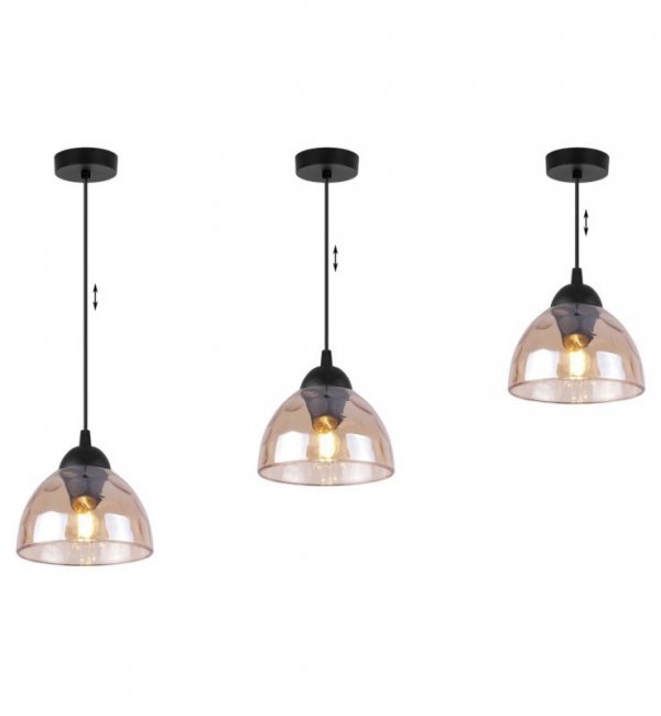 Lampa wisząca VENICE, pojedyncza, szklany miodowy klosz loft, dekoracyjna półkula
