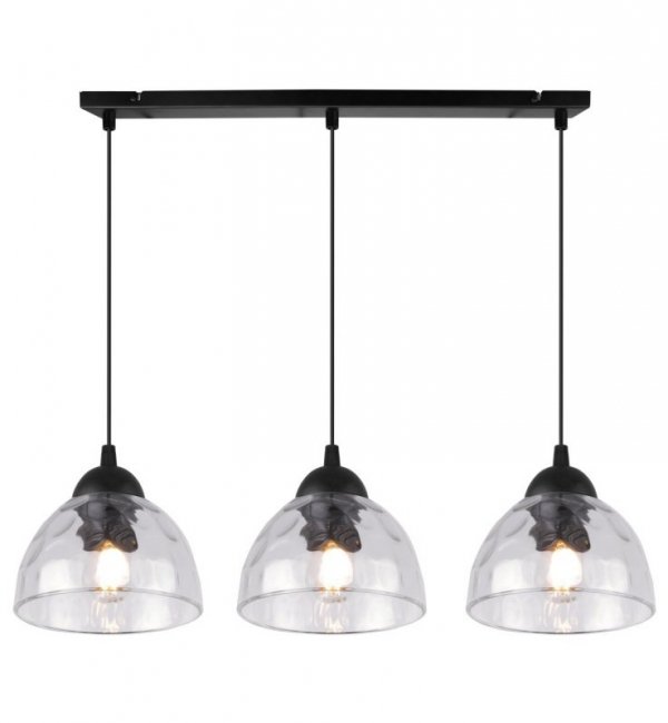 Lampa sufitowa VENICE, wisząca, potrójny żyrandol listwa ze szklanymi kloszami, styl loftowy