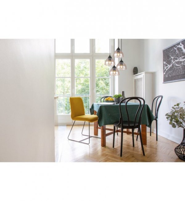 Lampa wisząca VENICE, sufitowa, żyrandol, czarna listwa, miodowe szkło, do jadalni, kuchni