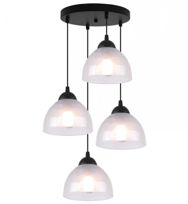 Lampa wisząca VENICE, sufitowa, okrągły czarny żyrandol z mlecznymi białymi kloszami ze szkła