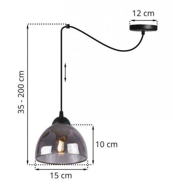 Lampa wisząca VENICE, sufitowa, pojedyncza, czarny pająk loft, grafitowe szkło, misa, E27