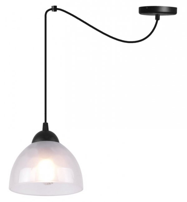 Lampa wisząca VENICE, sufitowa, żyrandol typu pająk, czarny, białe szkło, pojedynczy, misa