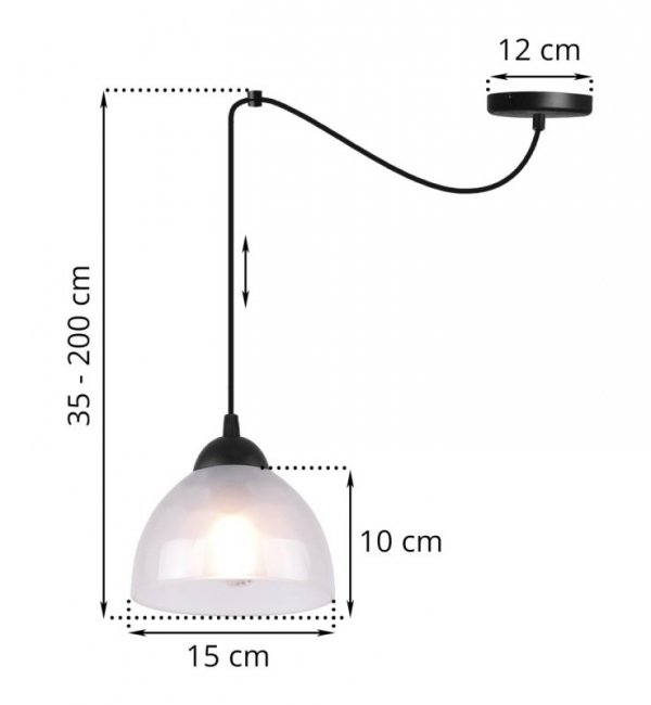 Lampa wisząca VENICE, sufitowa, żyrandol typu pająk, czarny, białe szkło, pojedynczy, misa