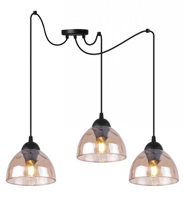 Lampa sufitowa VENICE, wisząca, potrójny żyrandol typu pająk, miodowe szkło, loft, nad stół