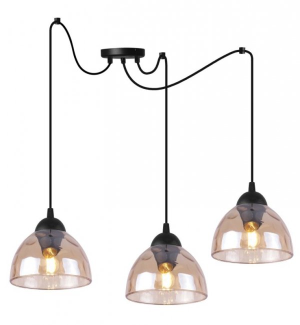 Lampa sufitowa VENICE, wisząca, potrójny żyrandol typu pająk, miodowe szkło, loft, nad stół