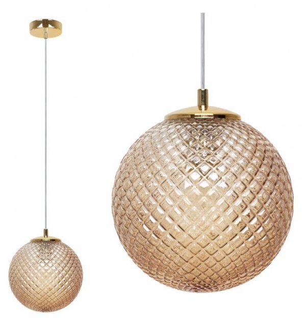 Lampa wisząca CANNES, sufitowa, pojedyncza, miodowy kryształ, kula glamour do salonu, jadalni