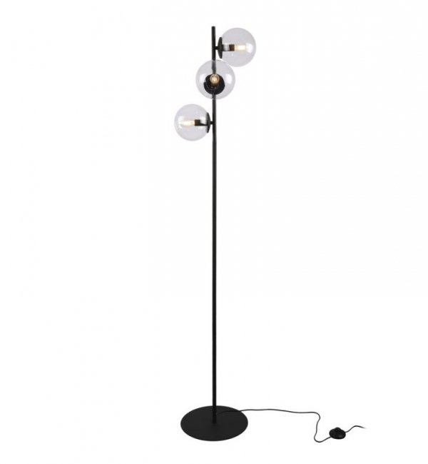 Lampa stojąca podłogowa SIENA, przezroczyste szklane kule, loft, nowoczesna, do salonu, sypialni