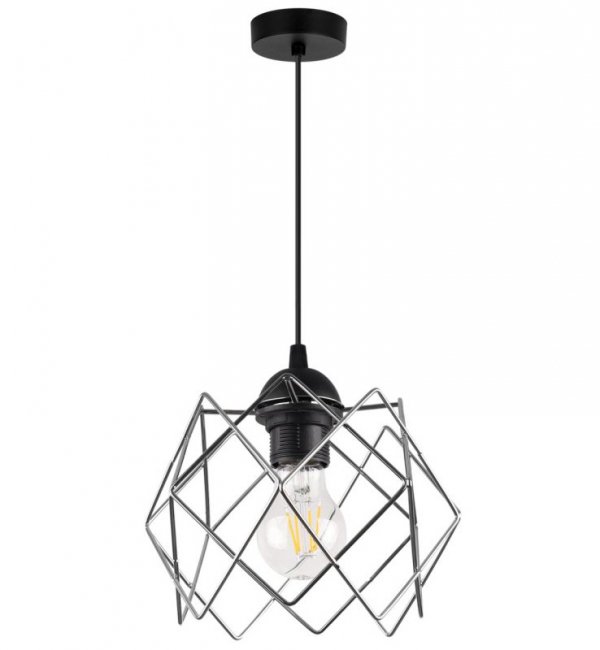 Lampa wisząca STELLA, sufitowa, czarna, srebrny chromowany klosz, nowoczesna, loft, pojedyncza