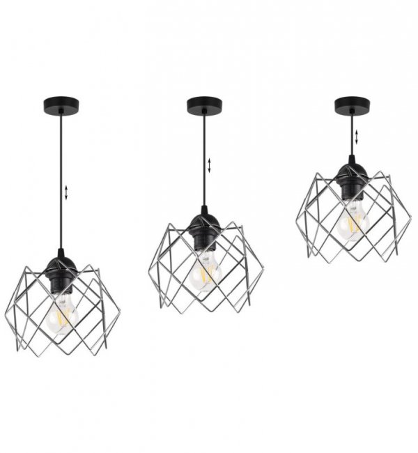 Lampa wisząca STELLA, sufitowa, czarna, srebrny chromowany klosz, nowoczesna, loft, pojedyncza