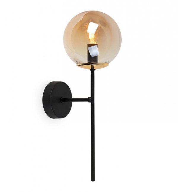 Lampa ścienna SIENA, czarny kinkiet ze złotymi dodatkami, styl loftowy, do łazienki, sypialni, przedpokoju