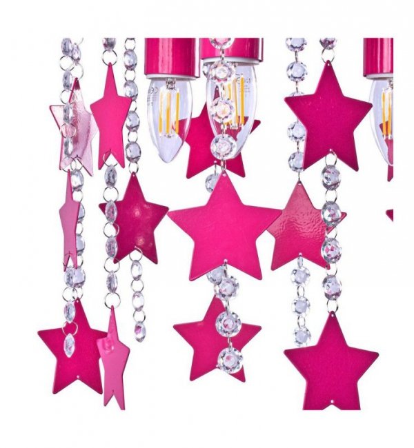 Lampa sufitowa plafon STAR, w kolorze różowym, dziecięca, do sypialni, potrójna