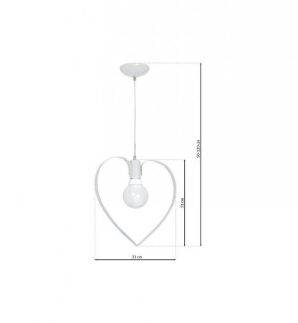 Lampa wisząca sufitowa serce żyrandol AMORE, biały, do sypialni i pokoju