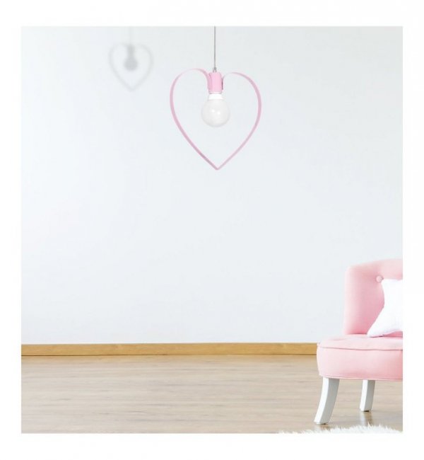 Lampa wisząca sufitowa serce AMORE, różowa, loft, do sypialni, pojedyncza