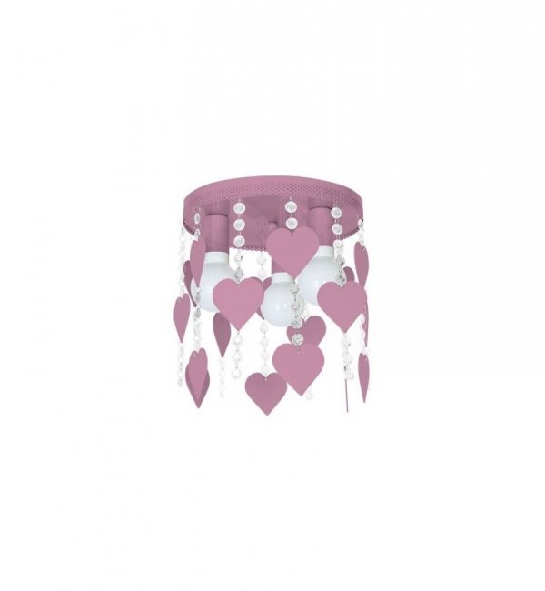 Lampa sufitowa plafon CORAZON, w kolorze różowym, dziecięca, potrójna