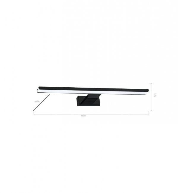 Kinkiet LED lampa ścienna nad lustro SHINE, czarny, 60cm do łazienki, przedpokoju