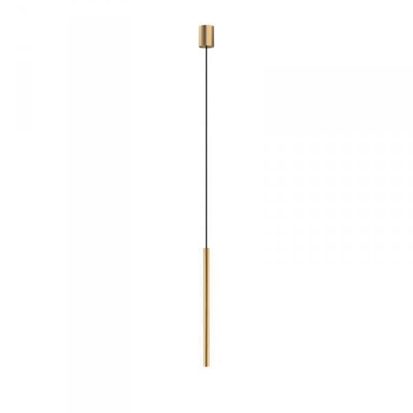 NOWODVORSKI LASER 490 LAMPA WISZĄCA ZŁOTA TUBA SATYNOWA NAD STÓŁ