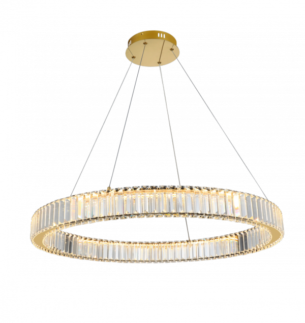 AZZARDO AZ5790 SPARK PENDANT 80 DIMM GO LAMPA WISZĄCA KOŁO RING OKRĄGŁY KRYSZTAŁOWY SZKLANY ZŁOTY GLAMOUR 80CM
