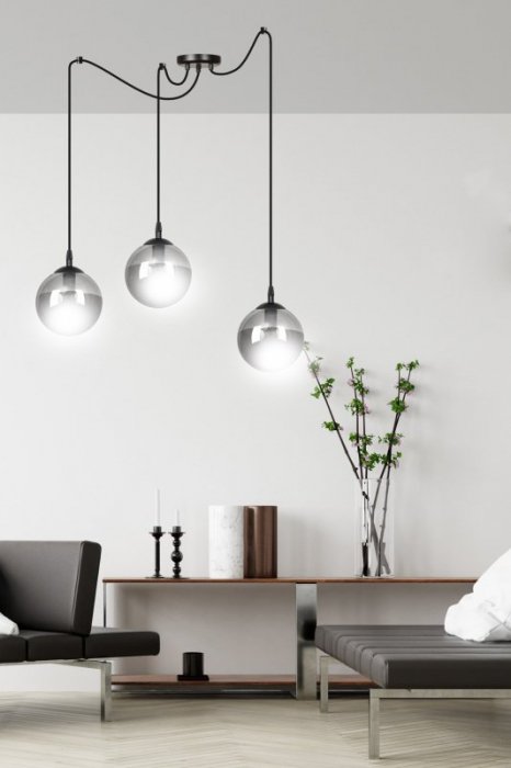 LAMPA WISZĄCA SPIDER PAJĄK KLOSZE SZKLANE KULE EMIBIG GIGI 3 BL GRAFIT