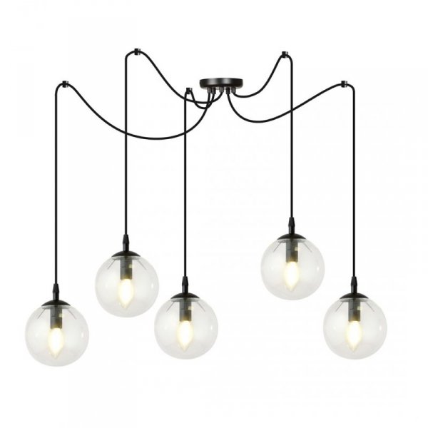LAMPA WISZĄCA SPIDER PAJĄK KLOSZE SZKLANE KULE EMIBIG GIGI 5 BL TRANSPARENT