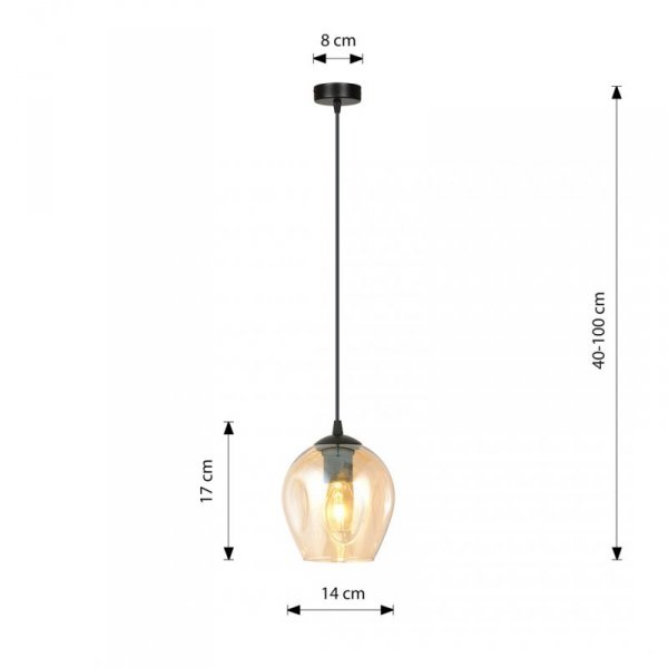 LAMPA WISZĄCA CZARNA NAD STÓŁ DO KUCHNI JADALNI SALONU EMIBIG ISTAR 1 BL MIODOWY