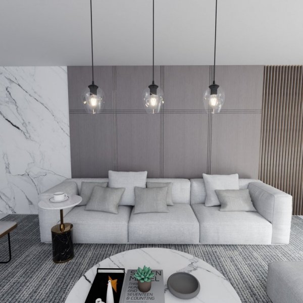 LAMPA WISZĄCA CZARNA NAD STÓŁ DO KUCHNI JADALNI SALONU EMIBIG ISTAR 1 BL TRANSPARENT