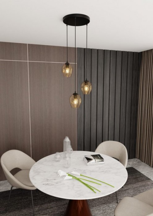 LAMPA WISZĄCA CZARNA NAD STÓŁ DO KUCHNI JADALNI SALONU EMIBIG ISTAR 3 BL PREMIUM MIODOWY