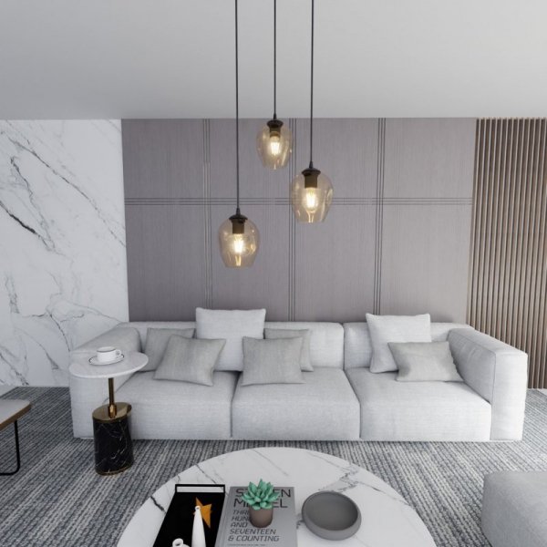 LAMPA WISZĄCA CZARNA NAD STÓŁ DO KUCHNI JADALNI SALONU EMIBIG ISTAR 3 BL PREMIUM MIODOWY