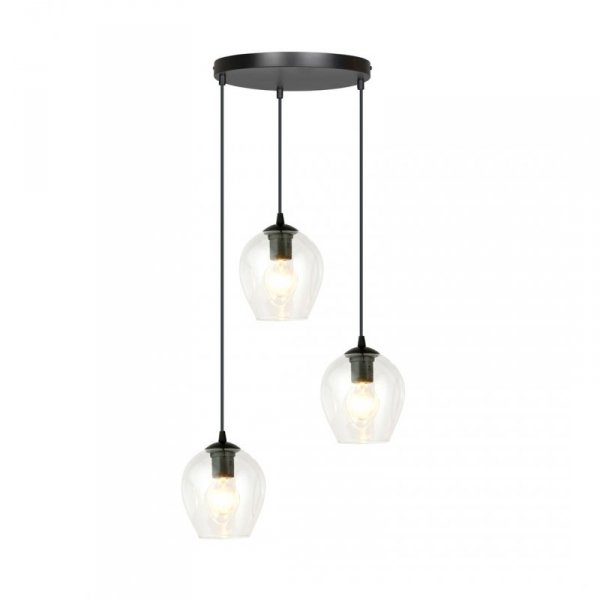 LAMPA WISZĄCA CZARNA NAD STÓŁ DO KUCHNI JADALNI SALONU EMIBIG ISTAR 3 BL PREMIUM TRANSPARENT