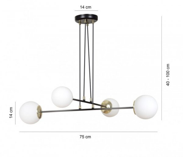 LAMPA WISZĄCA DO SALONU POKOJU BIAŁE KULE EMIBIG OGNIS 4 BLACK
