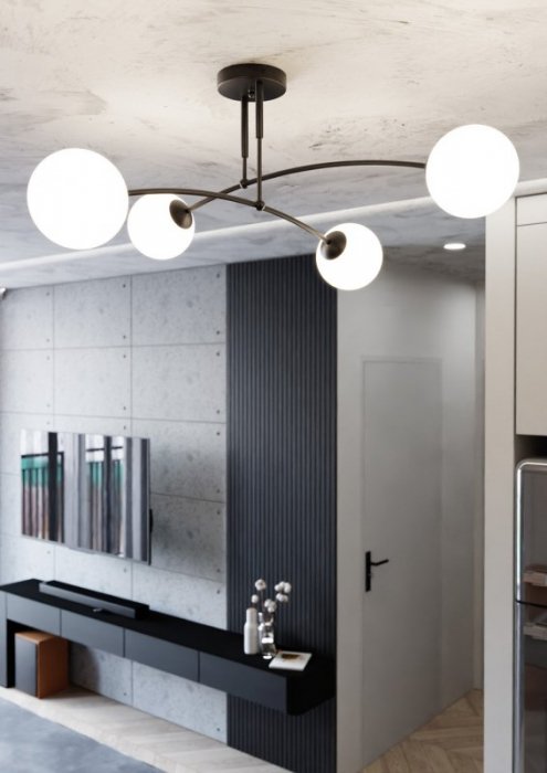 LAMPA WISZĄCA NOWOCZESNA KULE BIAŁE EMIBIG PREGOS 4 BLACK