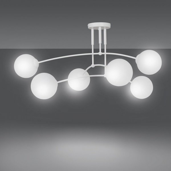 LAMPA WISZĄCA NOWOCZESNA KULE BIAŁE EMIBIG PREGOS 6 WHITE