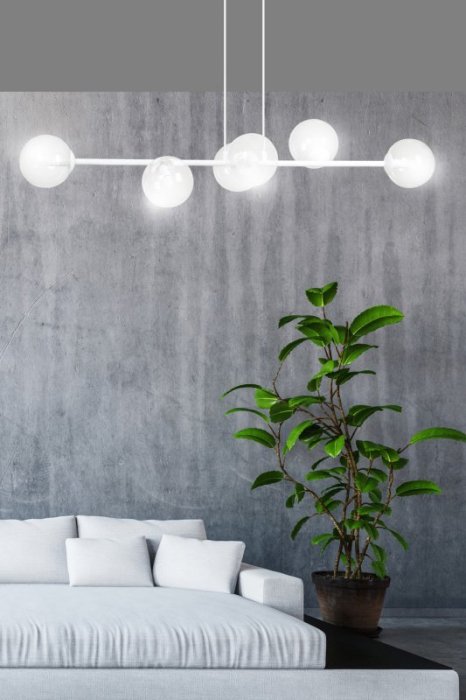 LAMPA WISZĄCA BIAŁA SZKLANE KLOSZE KULE DO SALONU SYPIALNI JADALNI NAD STÓŁ EMIBIG ROSSI 6 WH TRANSPARENT