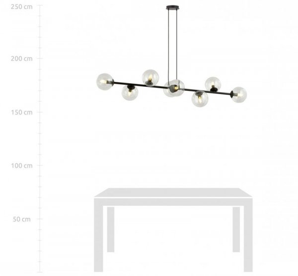 LAMPA WISZĄCA CZARNA KULE TRANSPARENTNE SZKLANE NAD STÓŁ DO JADALNI KUCHNI EMIBIG ROSSI 8 BL TRANSPARENT 874/8