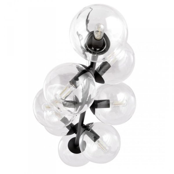 LAMPA WISZĄCA CZARNA KULE TRANSPARENTNE SZKLANE NAD STÓŁ DO JADALNI KUCHNI EMIBIG ROSSI 8 BL TRANSPARENT 874/8