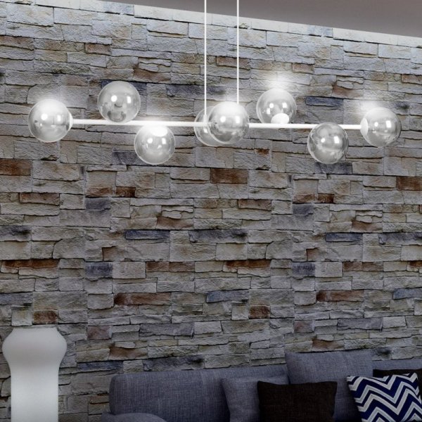 LAMPA WISZĄCA BIAŁA SZKLANE KLOSZE KULE DO SALONU SYPIALNI JADALNI NAD STÓŁ EMIBIG ROSSI 8 WH GRAFIT