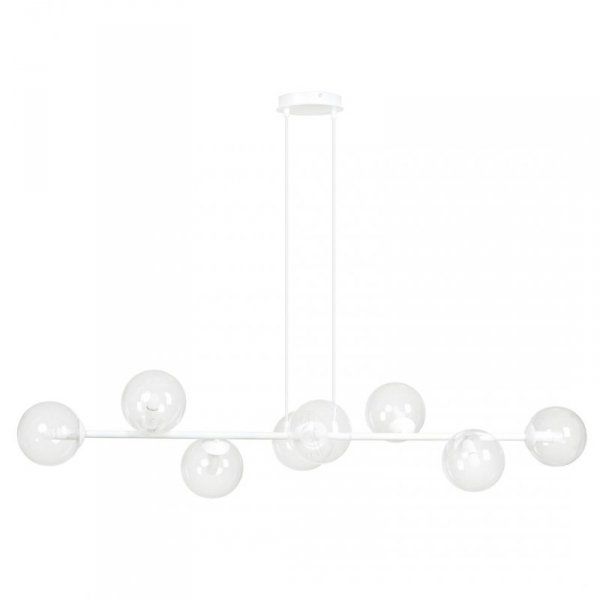 LAMPA WISZĄCA BIAŁA SZKLANE KLOSZE KULE DO SALONU SYPIALNI JADALNI NAD STÓŁ EMIBIG ROSSI 8 WH TRANSPARENT